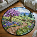 Petal Walk Round Mat Rug - washable non-slip printed rug
