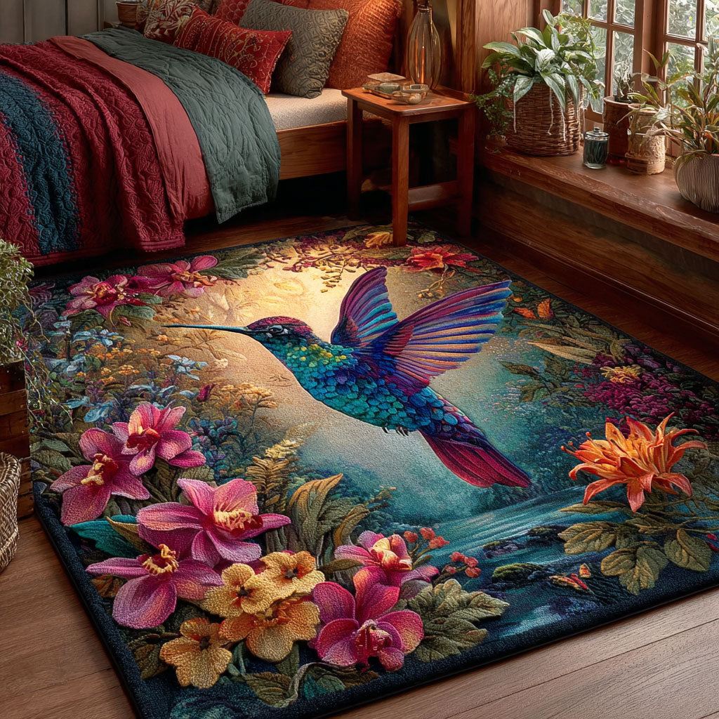 Petal Wings area rug in a living room