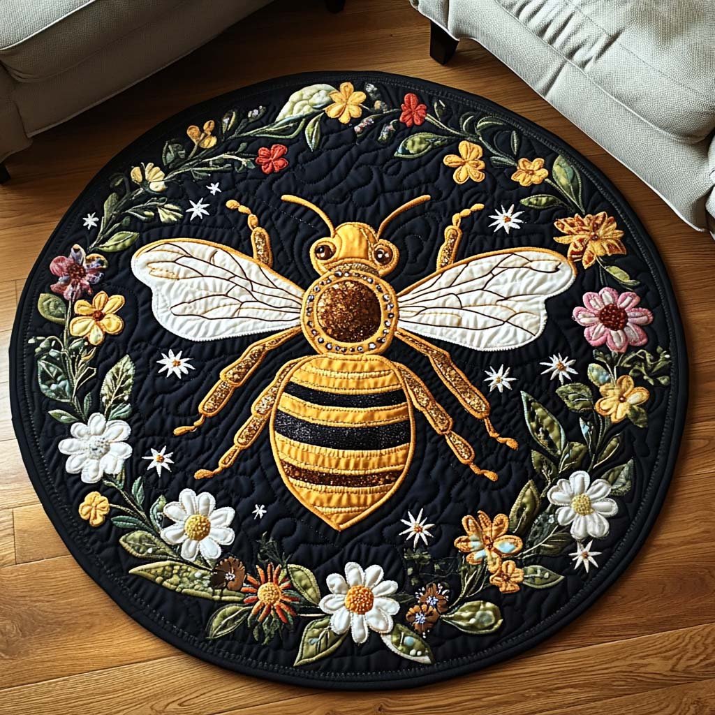 Petalled Watch Round Mat Rug - washable non-slip printed rug