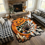 Phantom Pumpkin Custom Shape Area Rug - Seasonal Design | Die-Cut Non-Slip Rug - washable non-slip printed rug