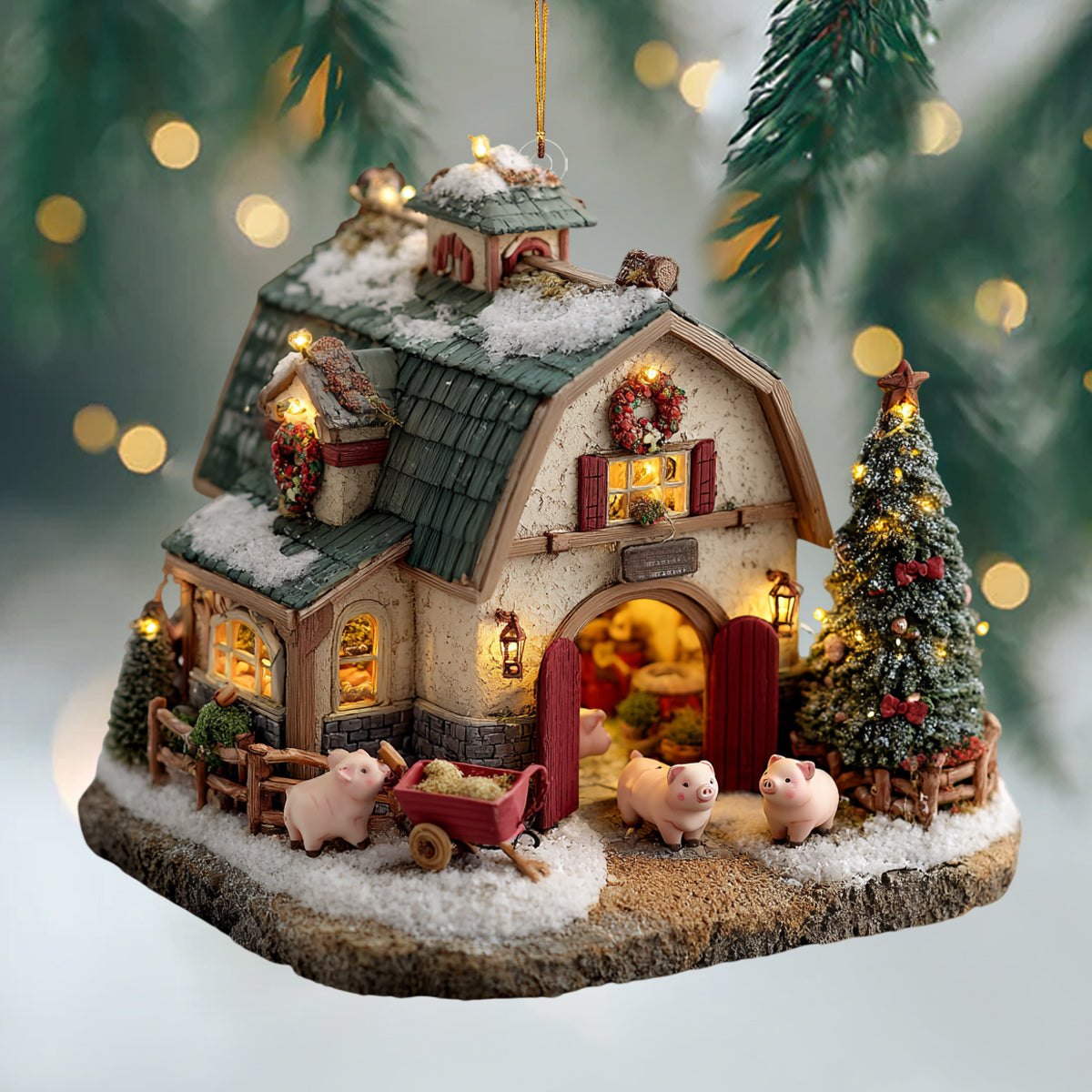Piggy Holiday Christmas Ornament