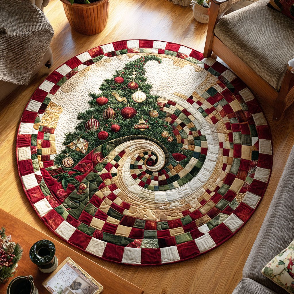 Pine Glow Round Mat Rug - washable non-slip printed rug
