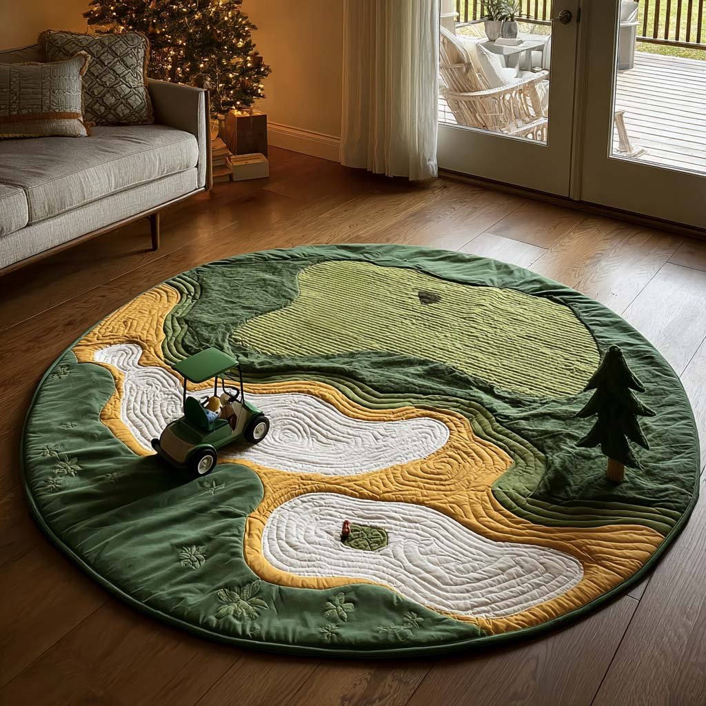 Pine Golf Valley Round Mat Rug - Nature Design | Serene Home Decor