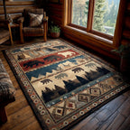 Pine Ridge Bear area rug in a living room