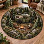 Pine Valley Escape Round Mat Rug - Nature Design | Serene Home Decor - washable non-slip printed rug