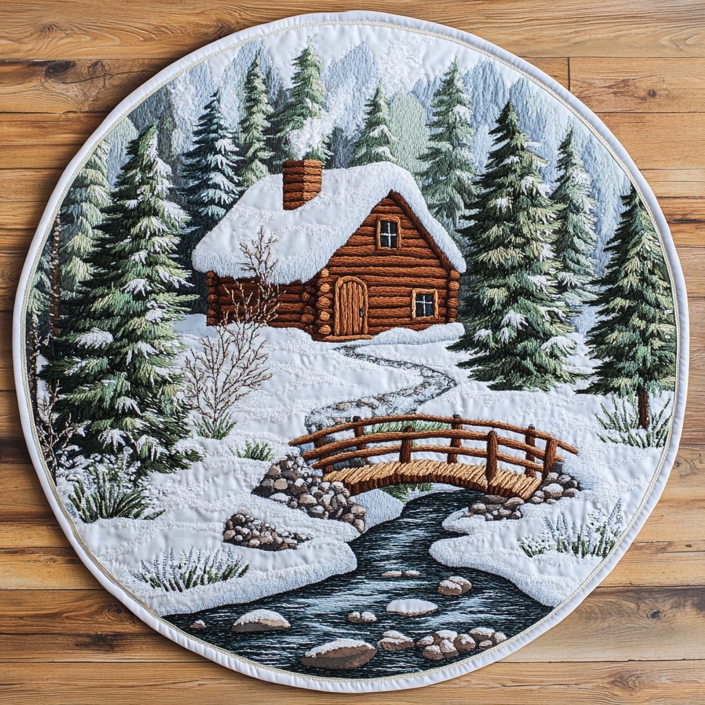 Pinewood Escape Round Mat Rug - washable non-slip printed rug