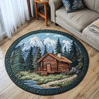 Pinewood Haven Round Mat Rug - washable non-slip printed rug