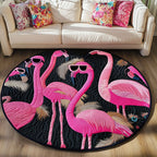 Pink Glamour Round Mat Rug - washable non-slip printed rug