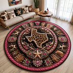 Pink Leopard Texas Round Mat Rug - Nature Design | Serene Home Decor - washable non-slip printed rug