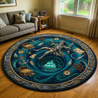 Pirate Skeleton Falling Halloween Round Mat Rug - washable non-slip printed rug