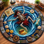 Pirate Whirlpool Curse Qulited Round Mat Round Mat Rug - washable non-slip printed rug