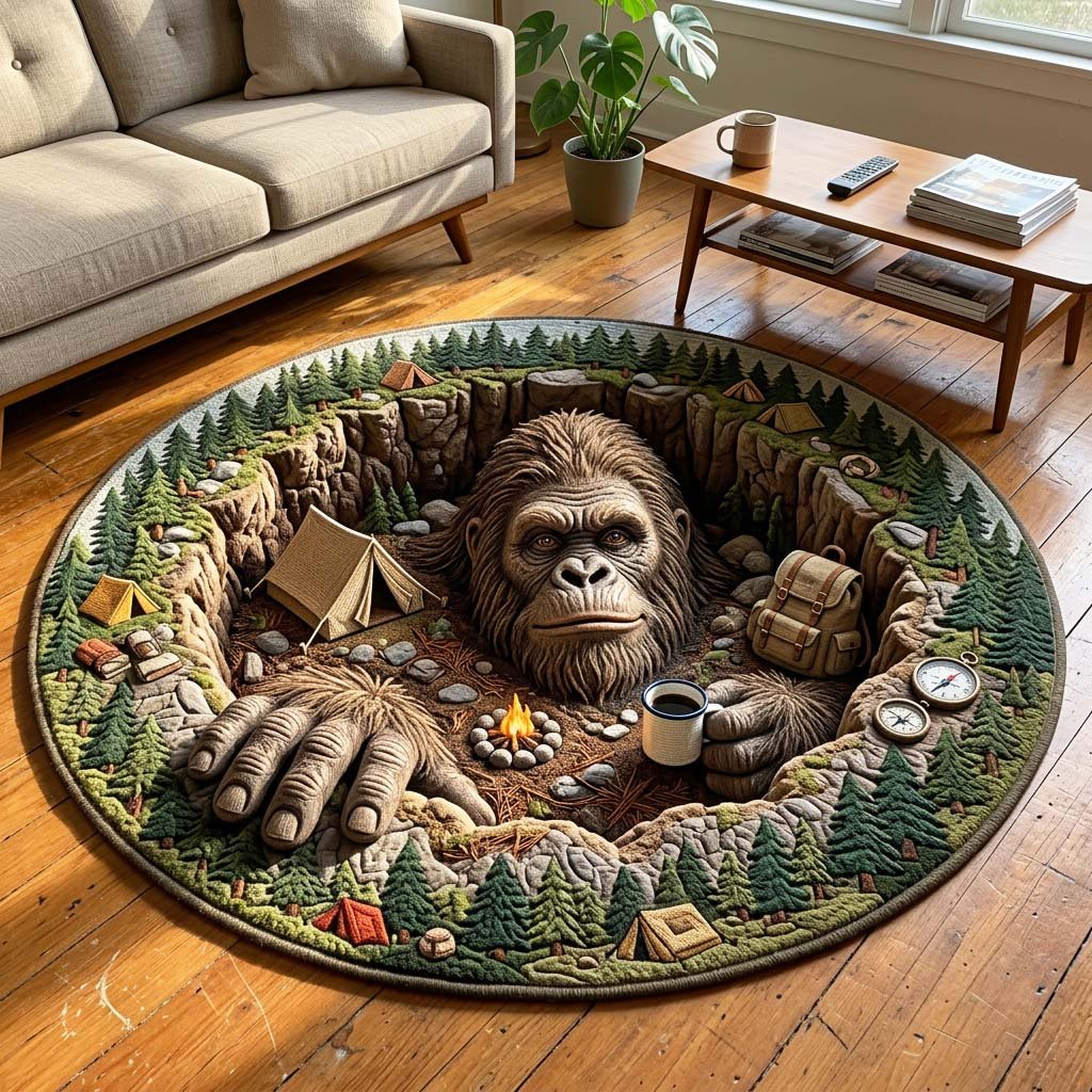 Pit Camp Round Mat Rug - washable non-slip printed rug