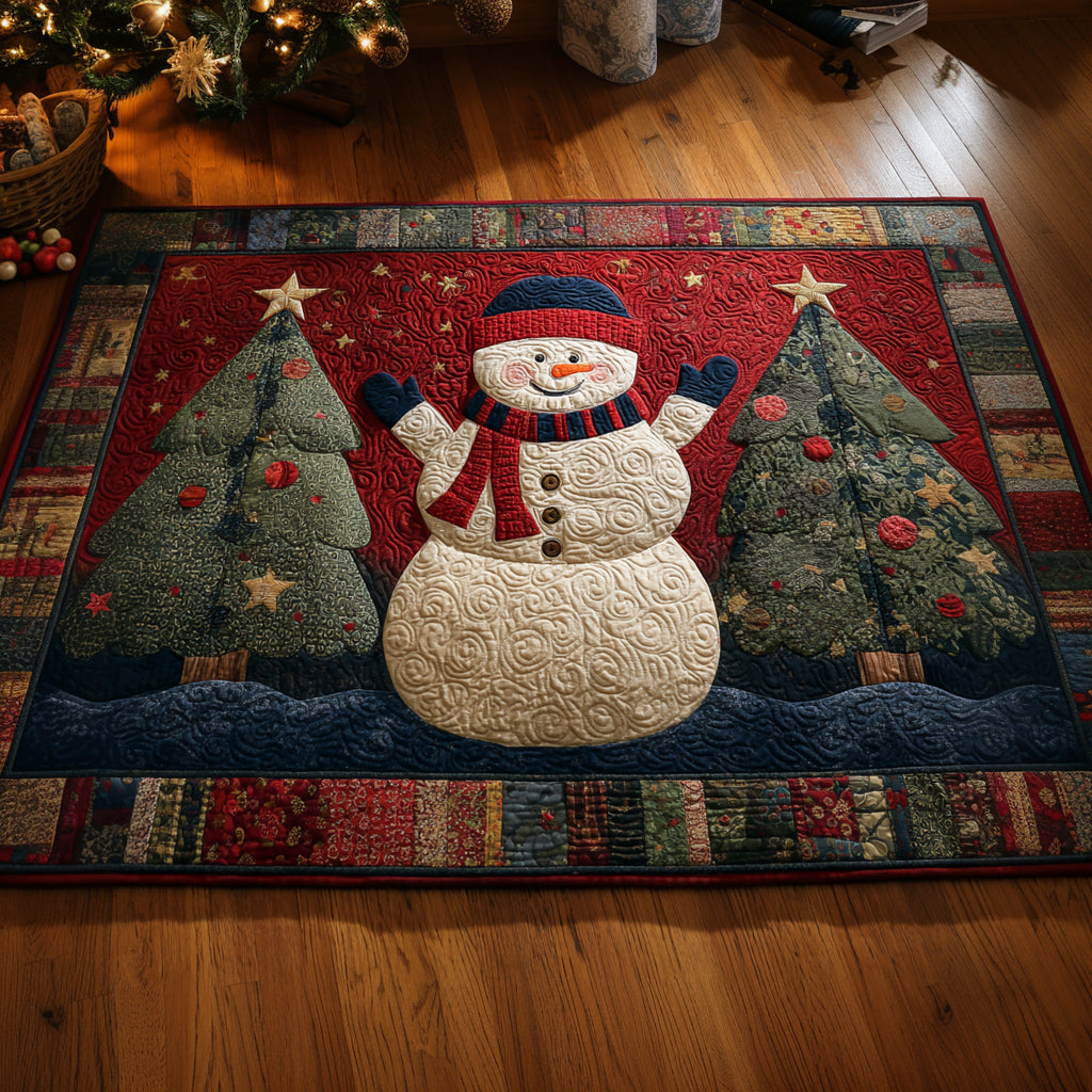 Plaid Snowman Grove area rug in a living room
