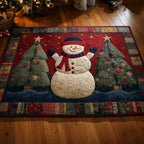 Plaid Snowman Grove area rug in a living room