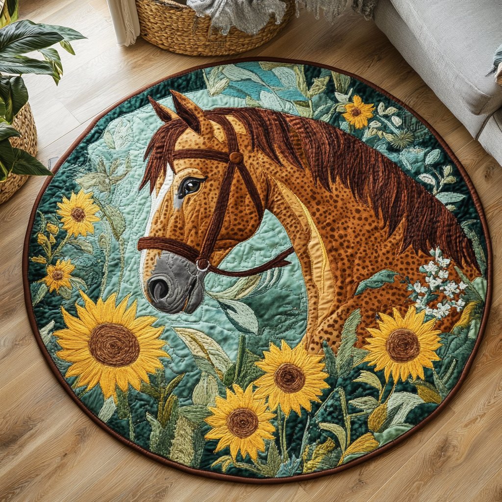 Plains Spirit Round Mat Rug - washable non-slip printed rug