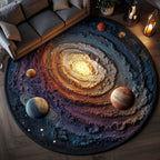 Planetopia (Design 2) Round Mat Rug - washable non-slip printed rug