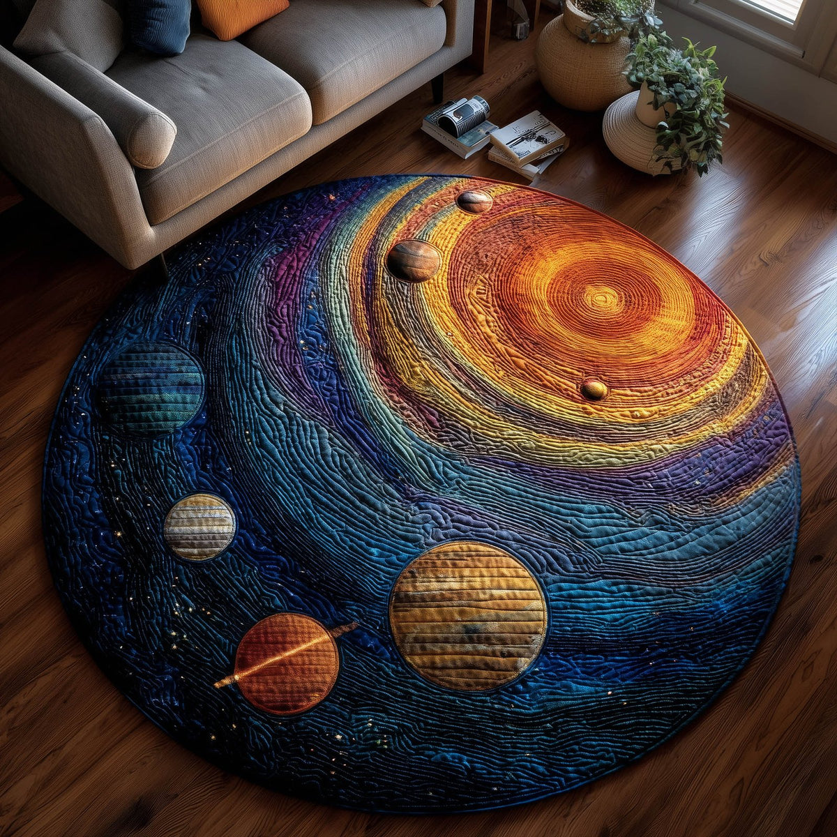 Planetopia Round Mat Rug - washable non-slip printed rug