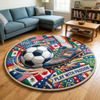 Play With Passion Round Mat Rug - washable non-slip printed rug