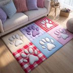 Playful Candy Paw area rug in a living room