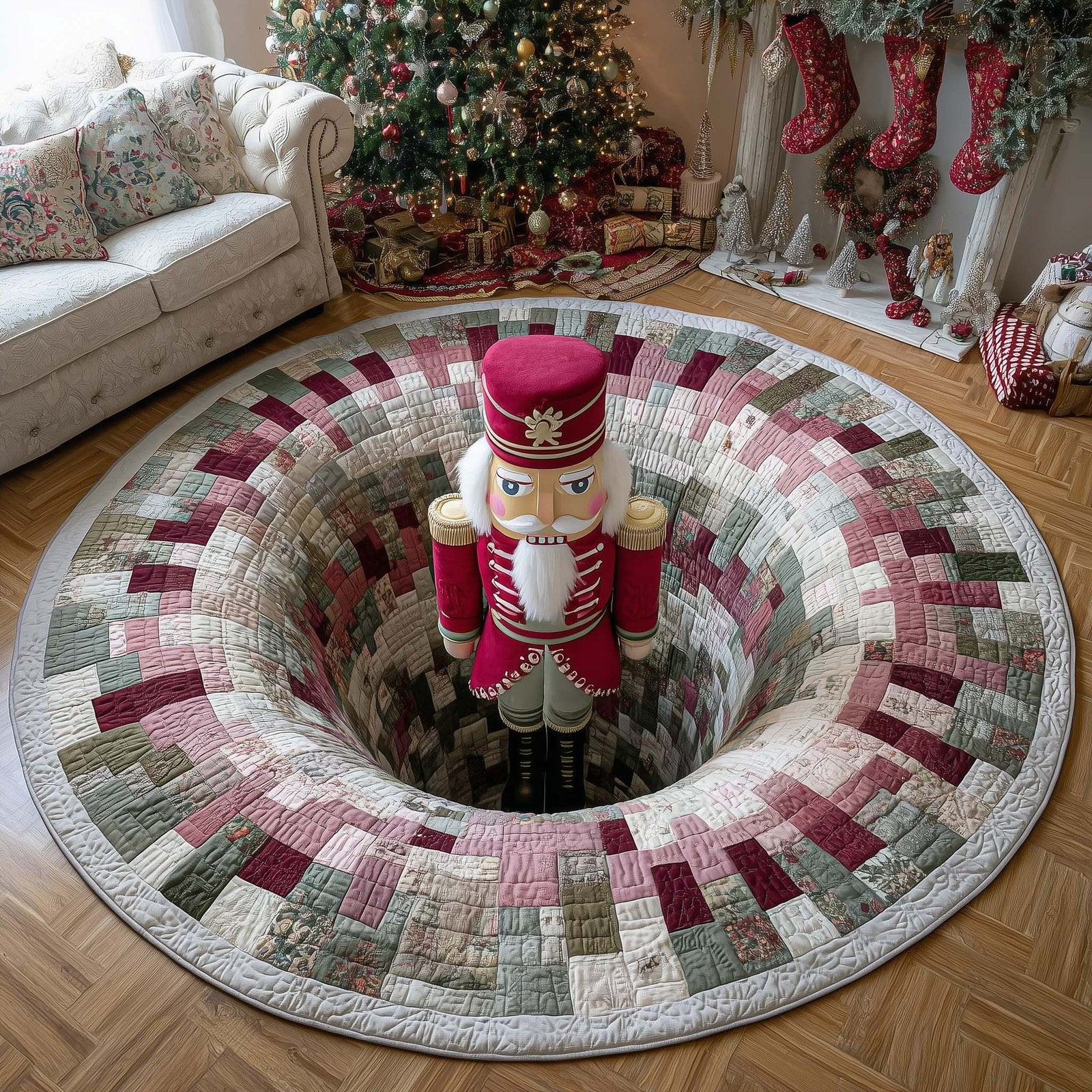 Playful Holiday Guardian Round Mat Rug - Nature Design | Serene Home Decor