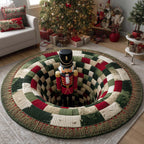 Playful Holiday Guardian Round Mat Rug - Nature Design | Serene Home Decor
