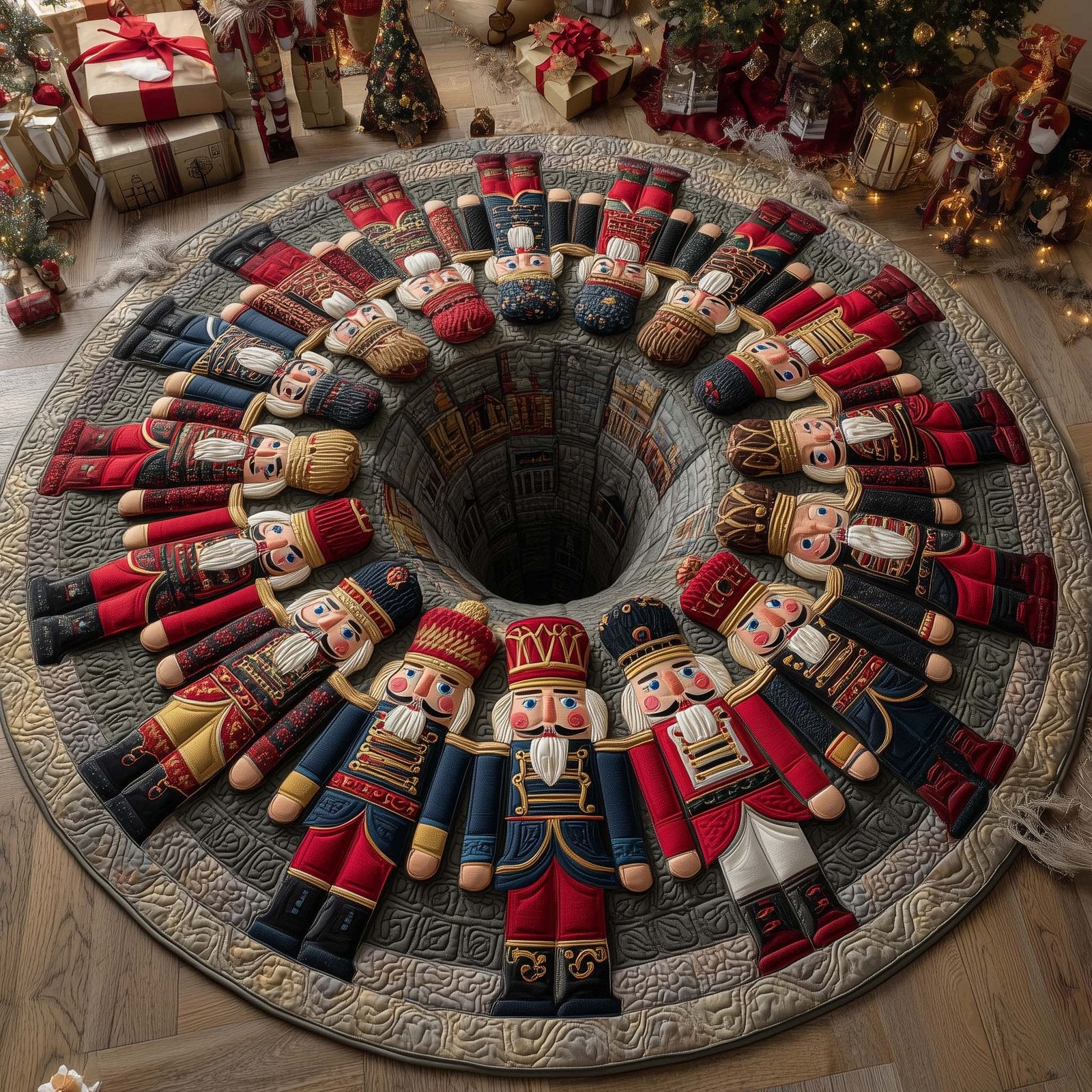 Playful Holiday Guardian Round Mat Rug - Nature Design | Serene Home Decor