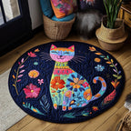 Playful Paws Paradise Round Mat Rug - washable non-slip printed rug