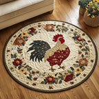 Plumed Paddock Round Mat Rug - washable non-slip printed rug