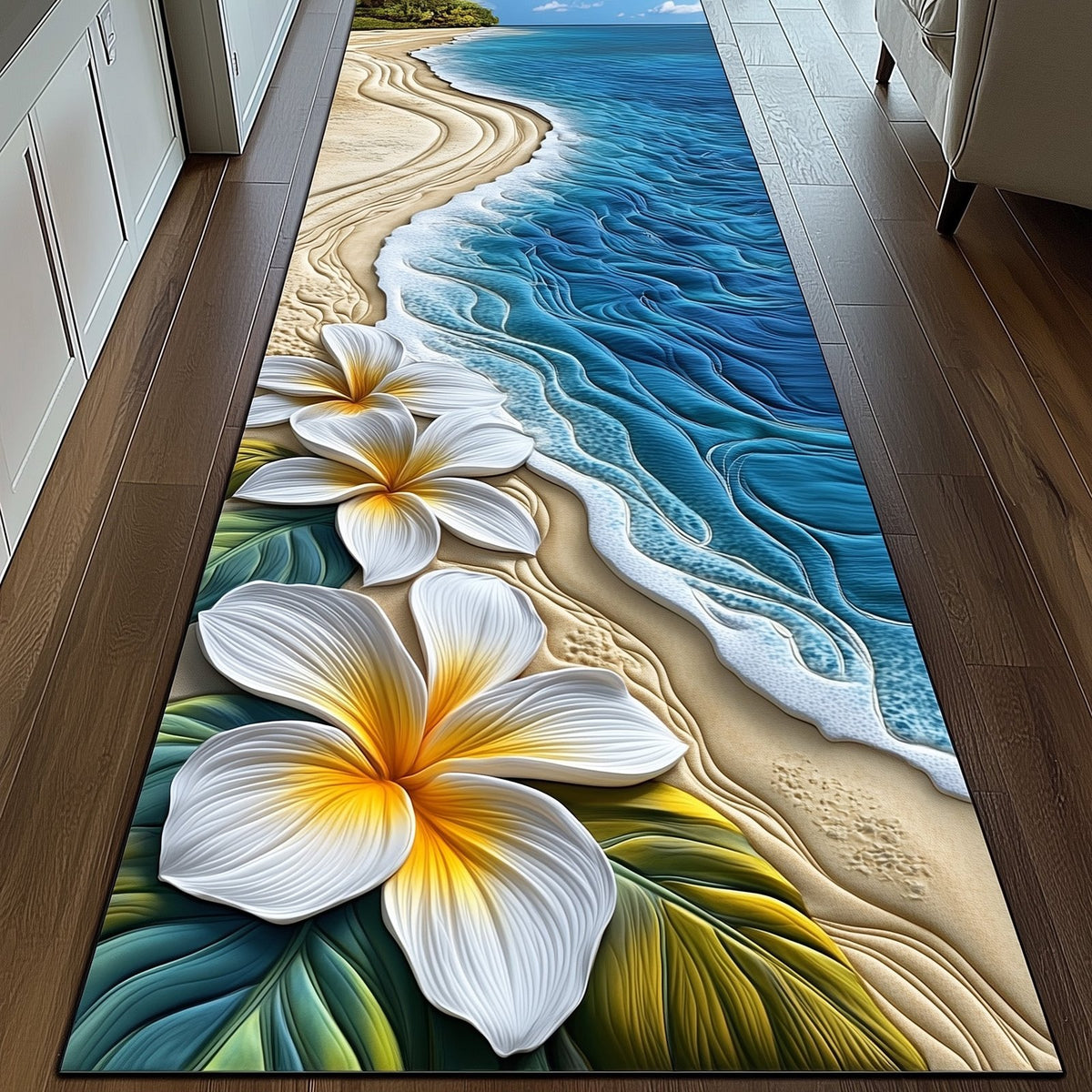Plumeria Bloom Runner Rug - Nature Design | Serene Runner Rug