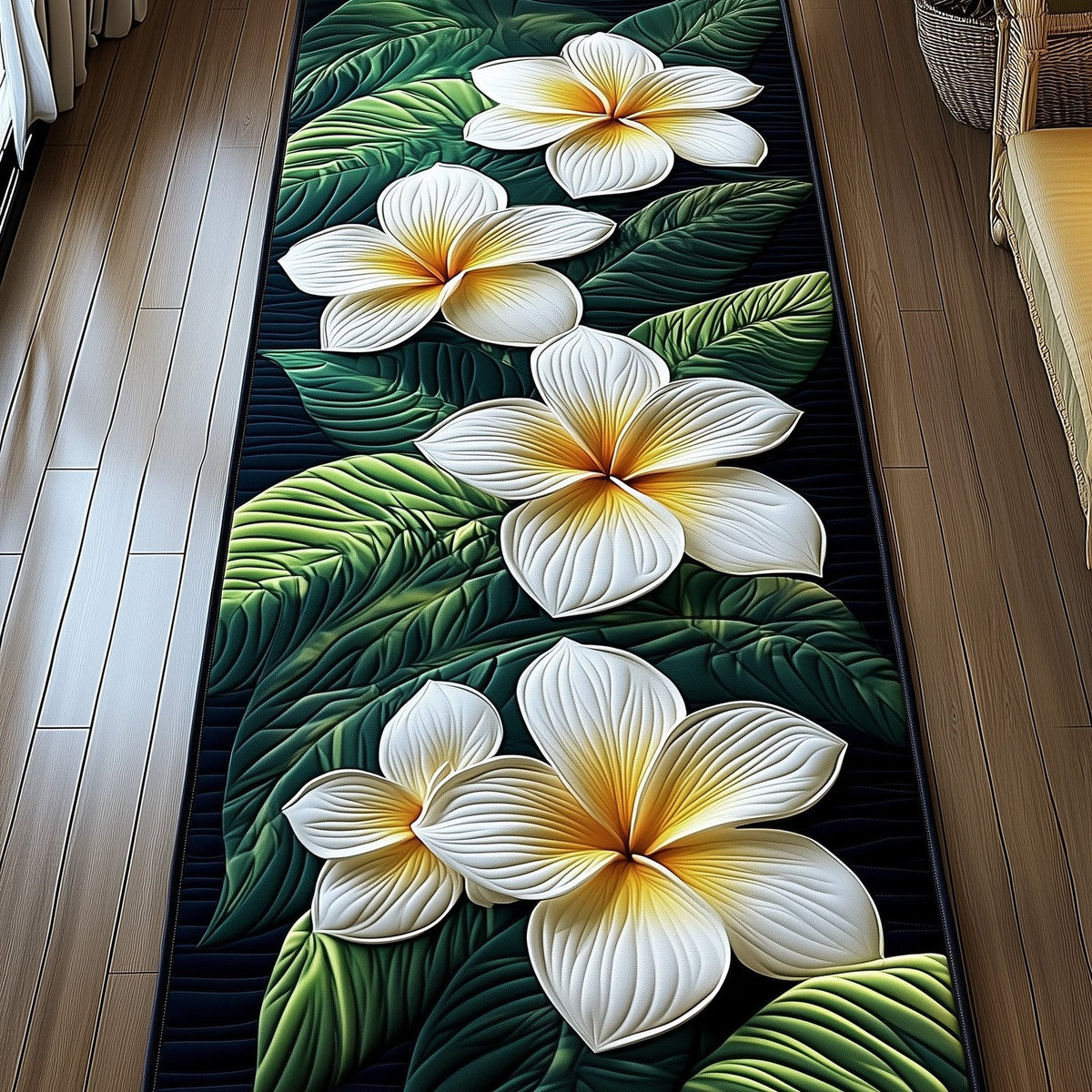 Plumeria Bloom Runner Rug - Nature Design | Serene Runner Rug