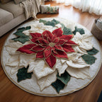 Poinsettia Blossom Round Mat Rug - Nature Design | Serene Home Decor