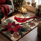 Poinsettia Cardinal area rug in a living room