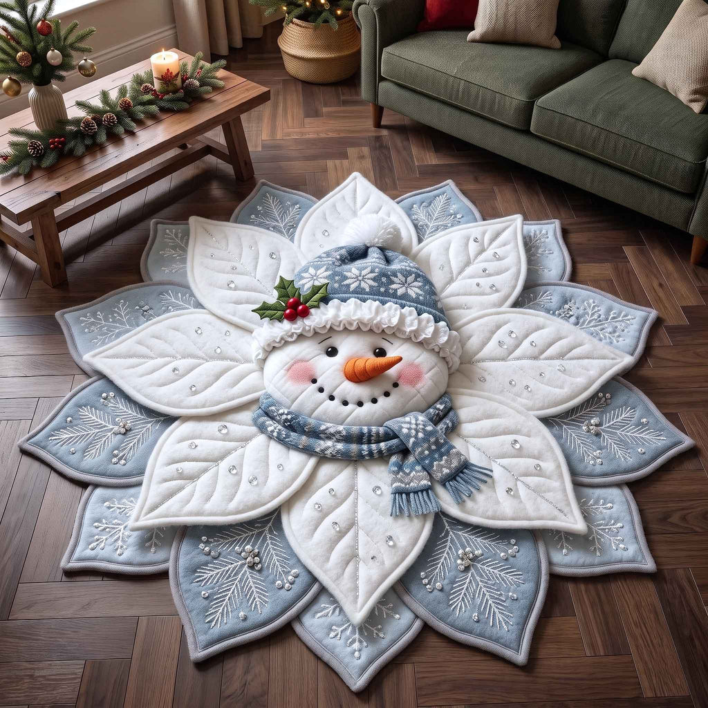 Poinsettia Elegance Custom Shape Area Rug - Nature Design | Die-Cut Non-Slip Rug - washable non-slip printed rug
