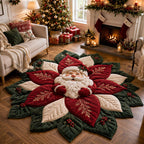 Poinsettia Elegance Custom Shape Area Rug - Nature Design | Nature Novelty Rug - washable non-slip printed rug
