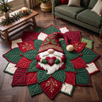 Poinsettia Elegance Custom Shape Area Rug - Nature Design | Nature Custom Shape Rug - washable non-slip printed rug
