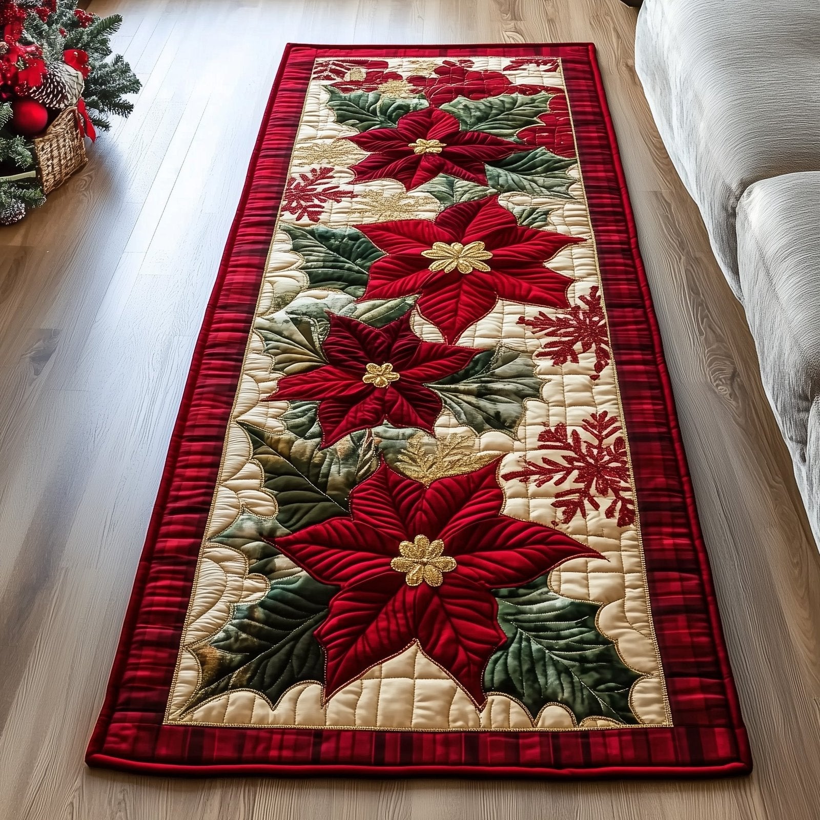 Poinsettia Heaven Runner Rug - Nature Design | Serene Runner Rug