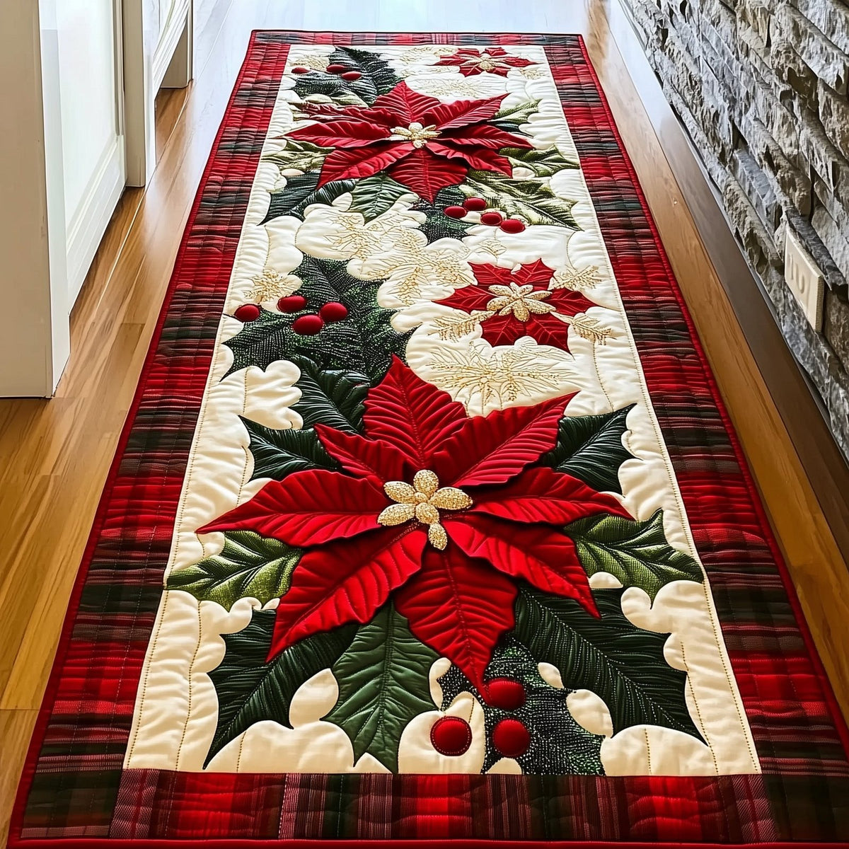 Poinsettia Heaven Runner Rug - Nature Design | Serene Runner Rug