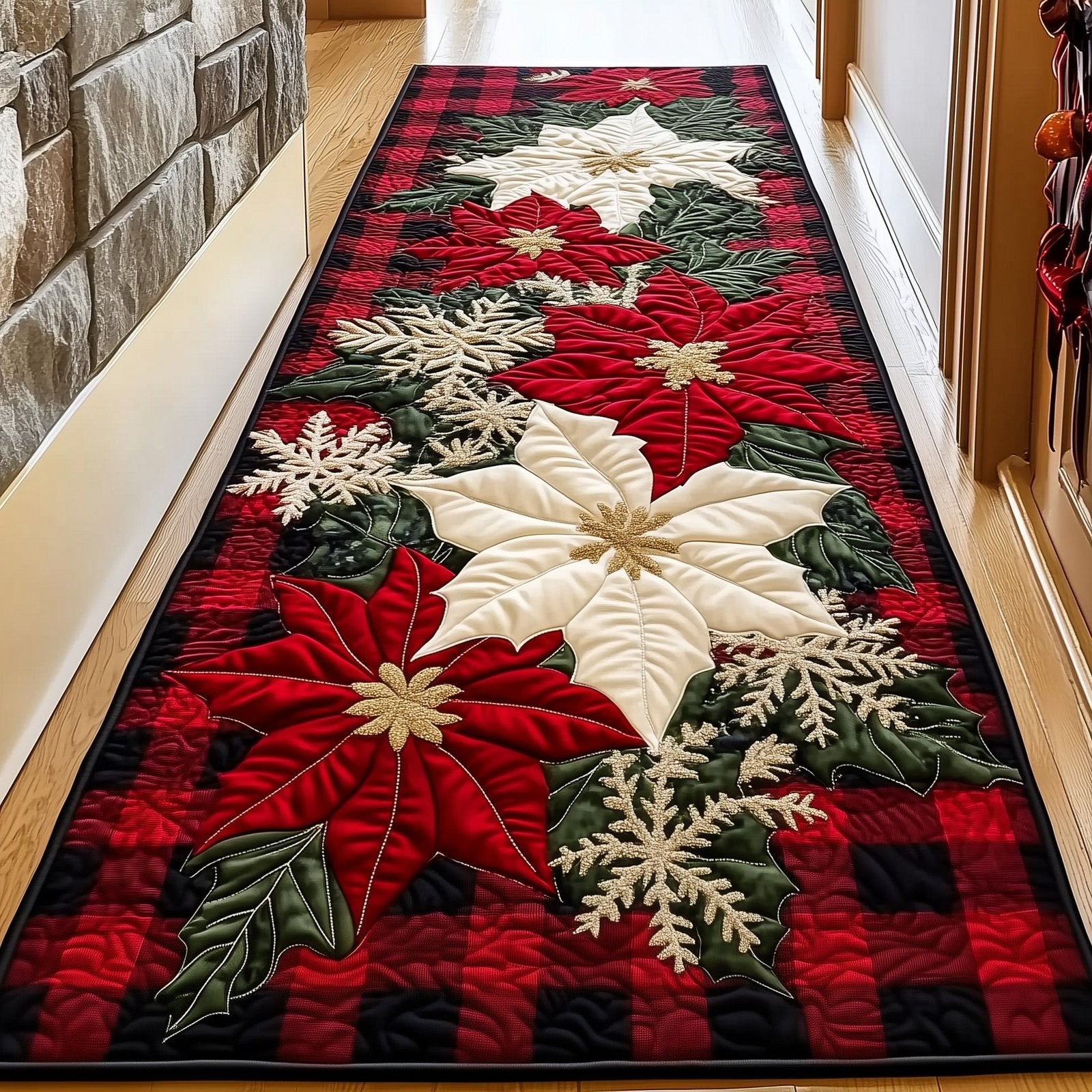 Poinsettia Heaven Runner Rug - Nature Design | Serene Runner Rug