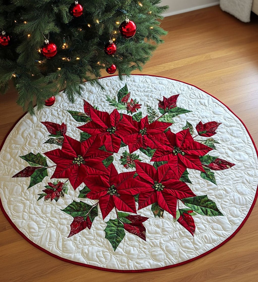 Poinsettia Pattern Round Mat Rug - Nature Design | Serene Home Decor