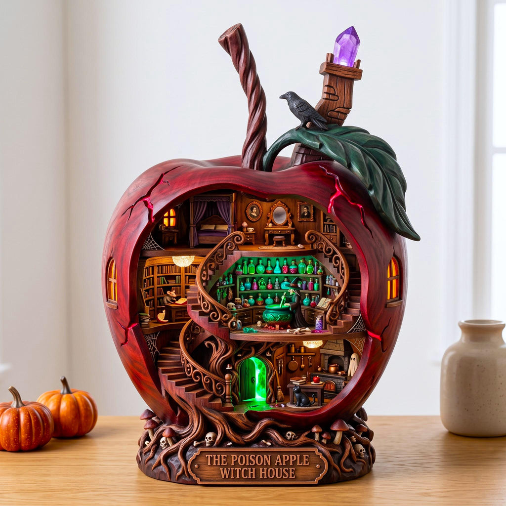 Poison Apple wooden block, laser-cut 3-layer wood