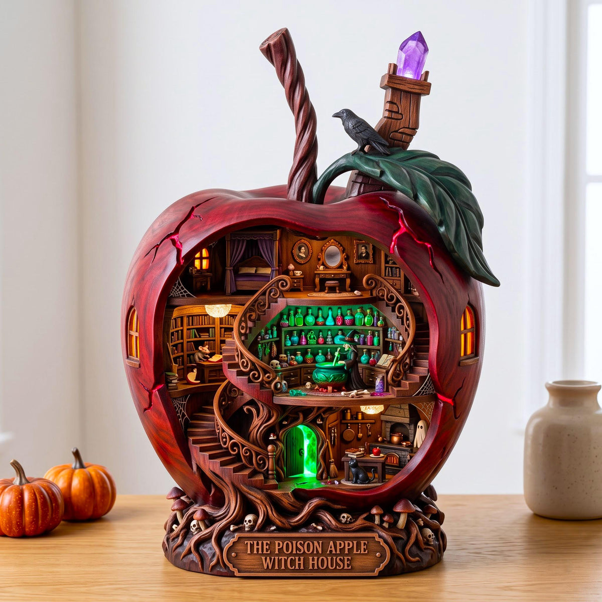 Poison Apple wooden block, laser-cut 3-layer wood