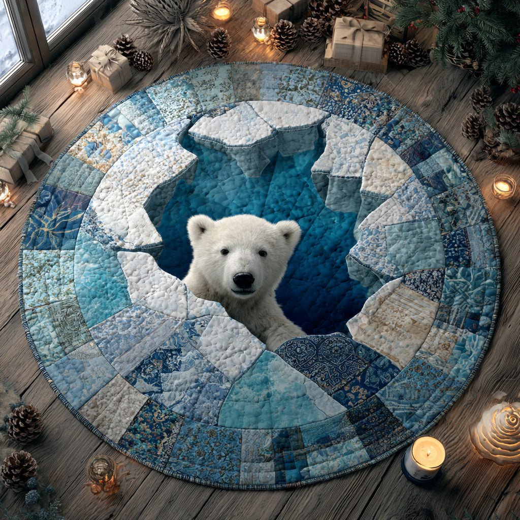 Polar Bear Frozen Haven Round Mat Rug - washable non-slip printed rug