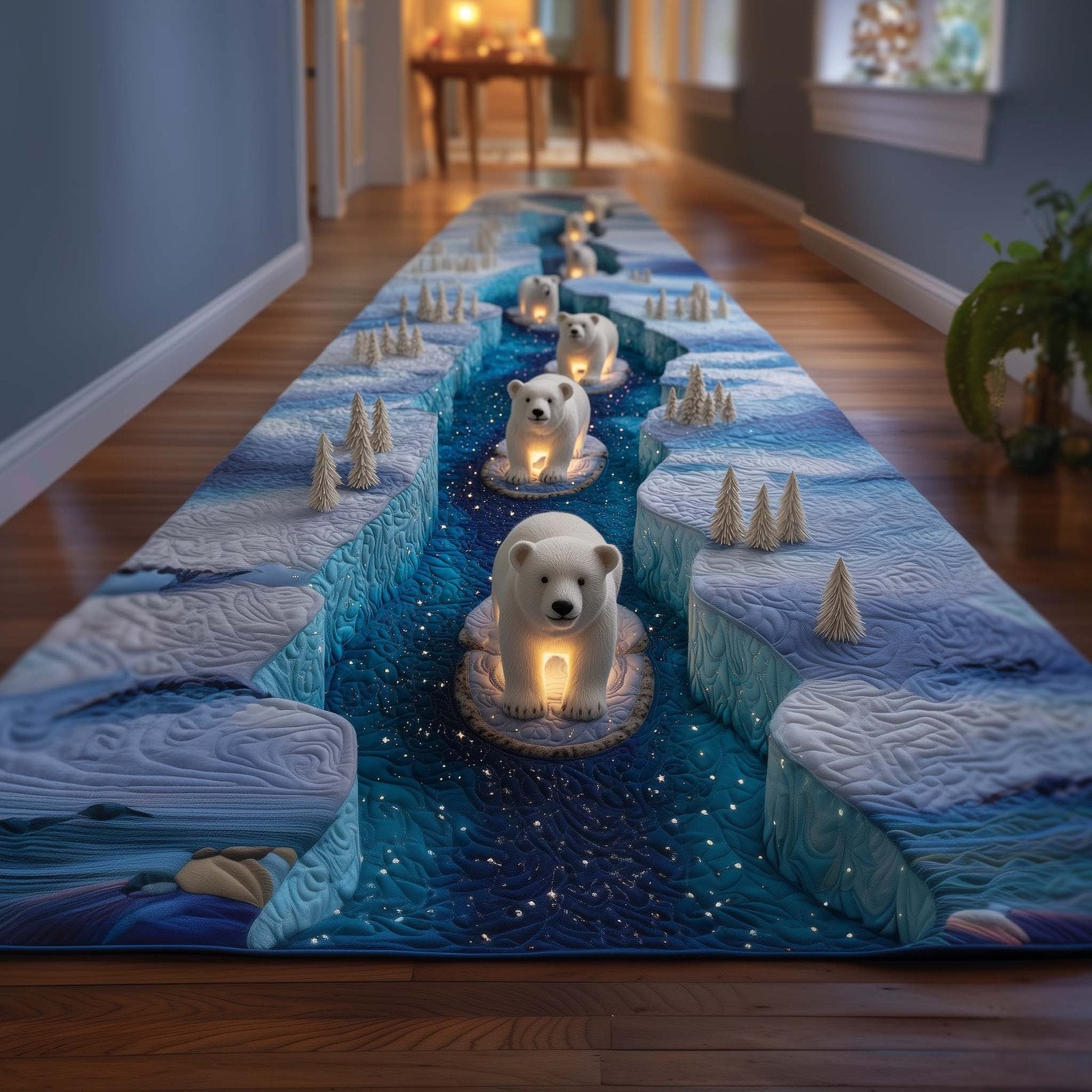 Polar Bear Runner Rug - Cute Pet Design | Animal Printed Runner Rug