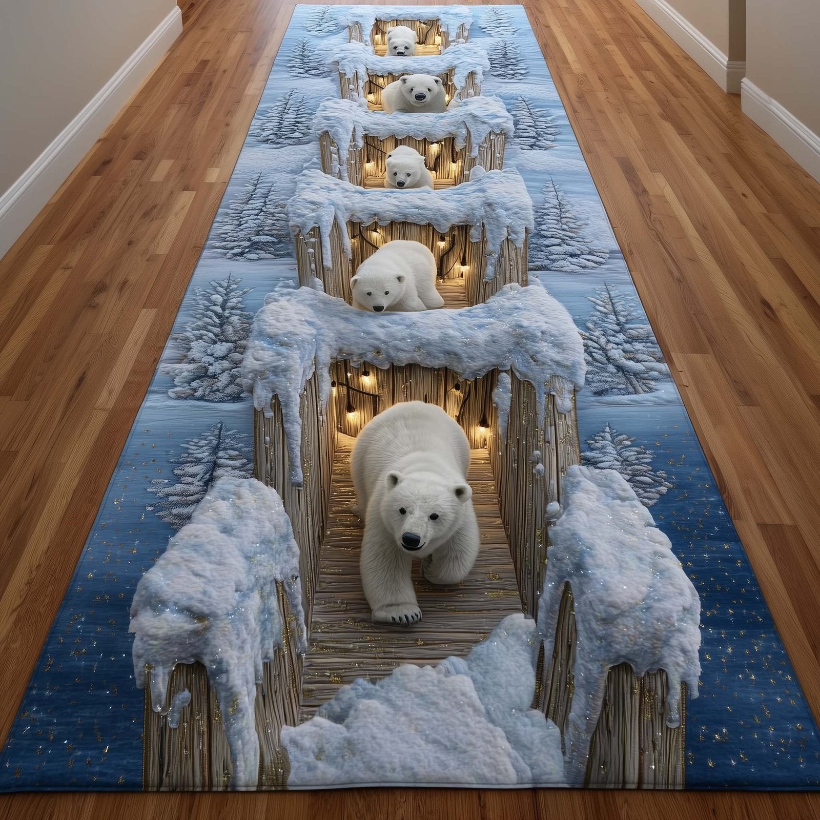 Polar Bear Runner Rug - Cute Pet Design | Animal Printed Runner Rug