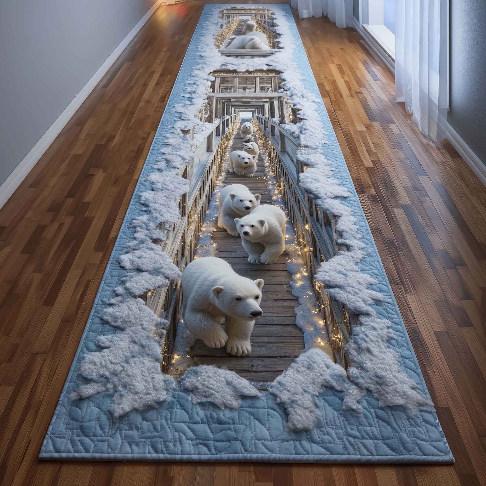 Polar Bear Runner Rug - Cute Pet Design | Animal Printed Runner Rug