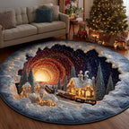 Polar Express Hole Round Mat Rug - washable non-slip printed rug