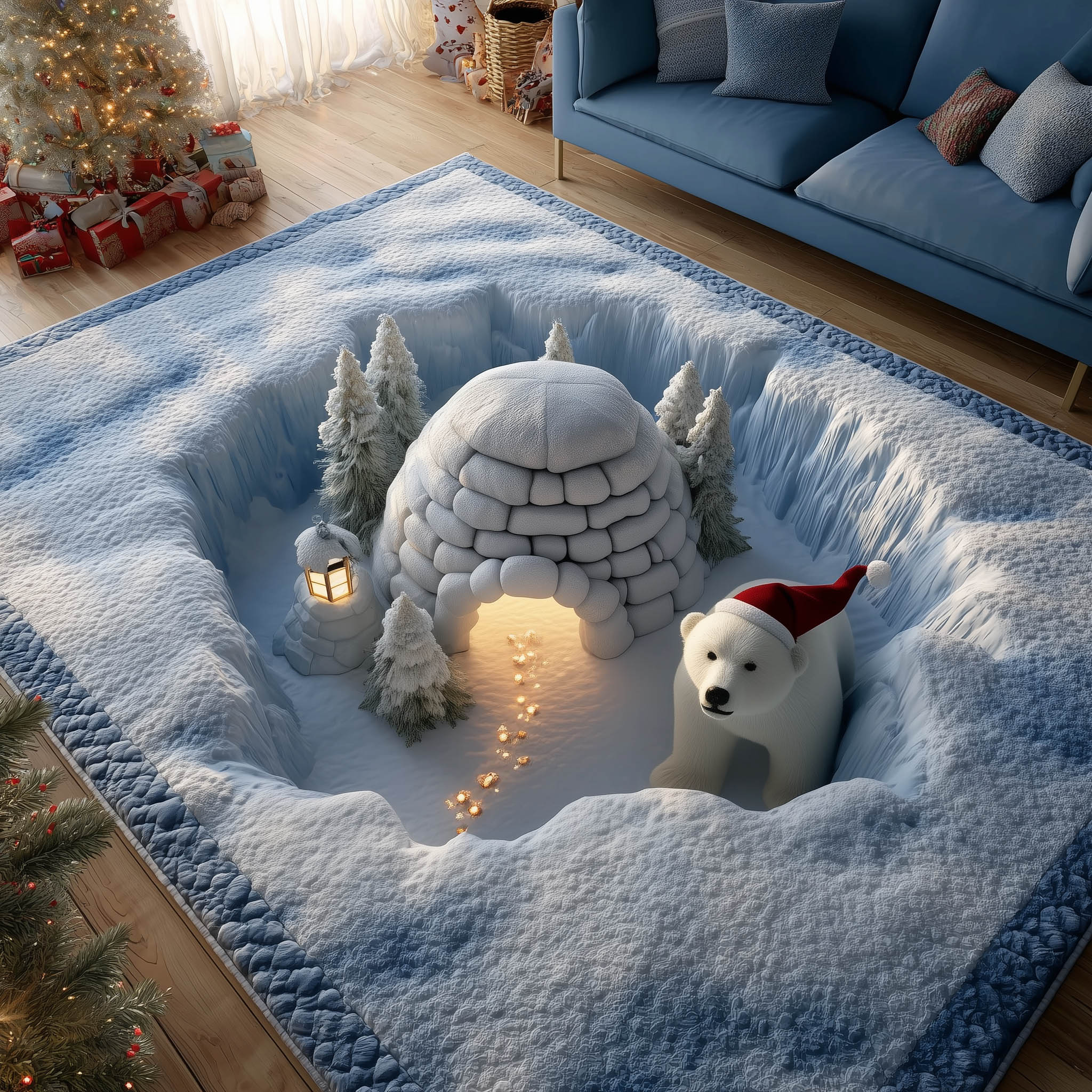 Polar Journey area rug in a living room
