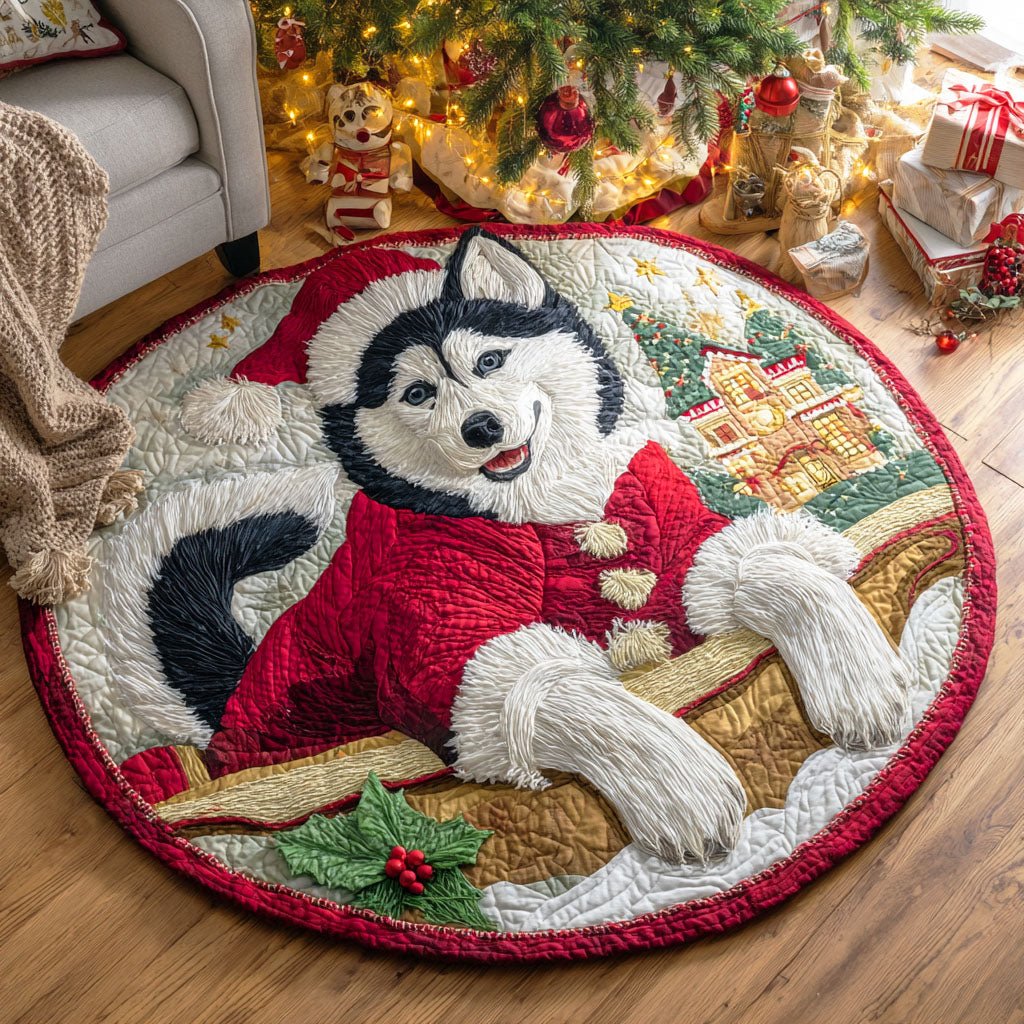 Polar Paws Round Mat Rug - washable non-slip printed rug