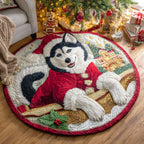 Polar Paws Round Mat Rug - washable non-slip printed rug