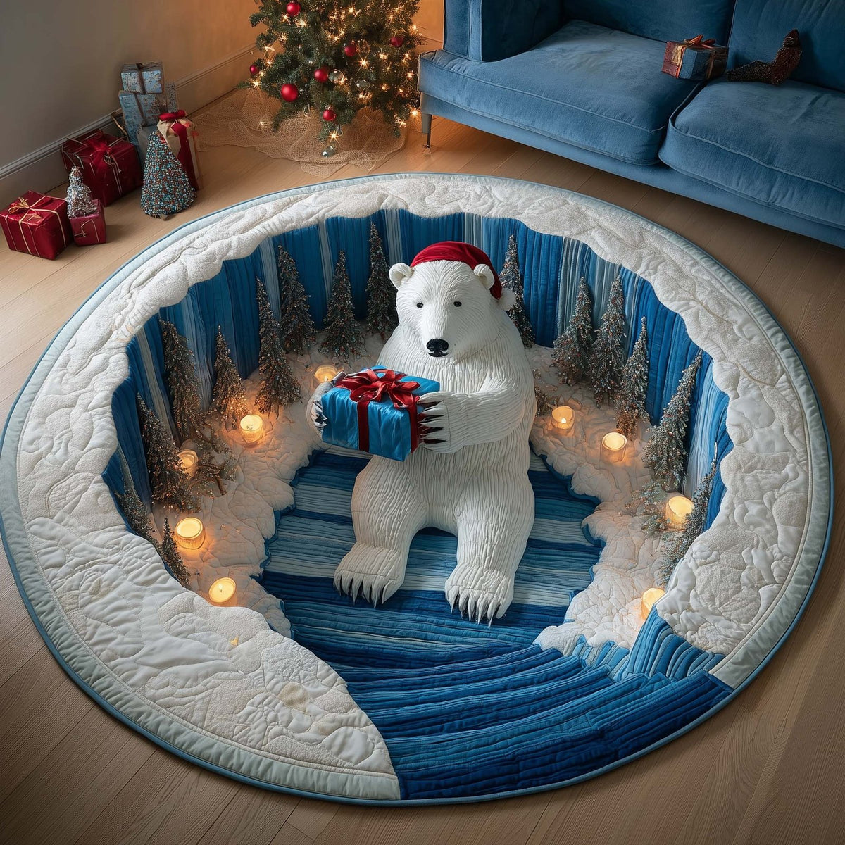 Polar Project Round Mat Rug - washable non-slip printed rug